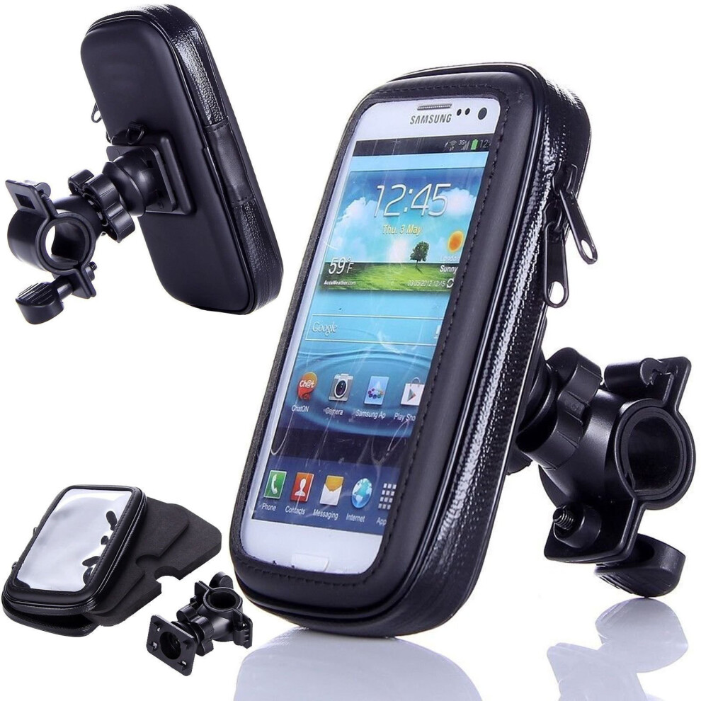 (S) Universal 360 Degree Rotating Waterproof Transparent Smartphone Bicycle Handle Bar Mount Pouch Holster Case For Mobiles Phones Black 5054387348007