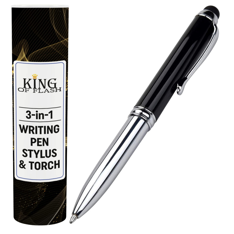 () 3-In-1 Stylus Pen With Capacitive Aluminium Pen Stylus, Led Torch Ballpoint Pen Black/Light 5056210501498