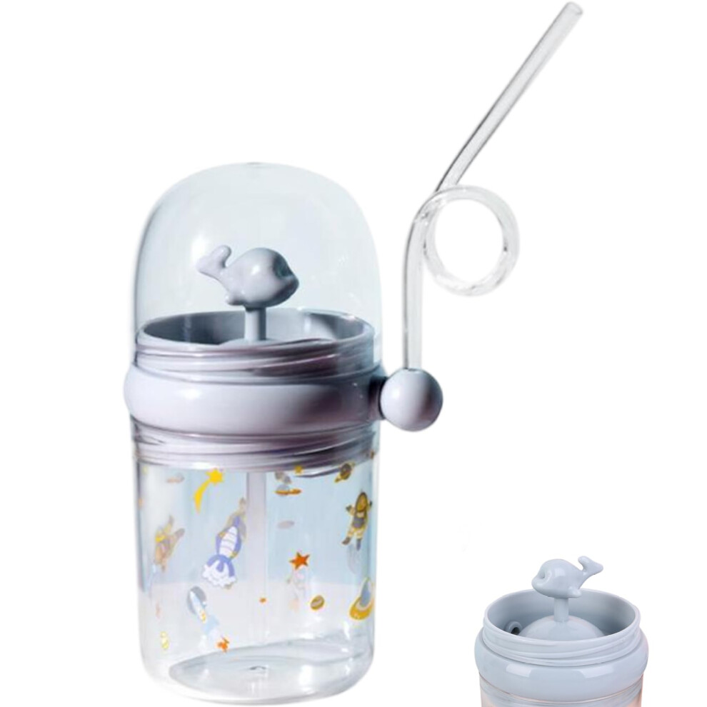 Whale Sippy Cup 260Ml Leakproof Whale Fountain Tumbler With Straw Reusable Water Bottle For Party School Beach Blue