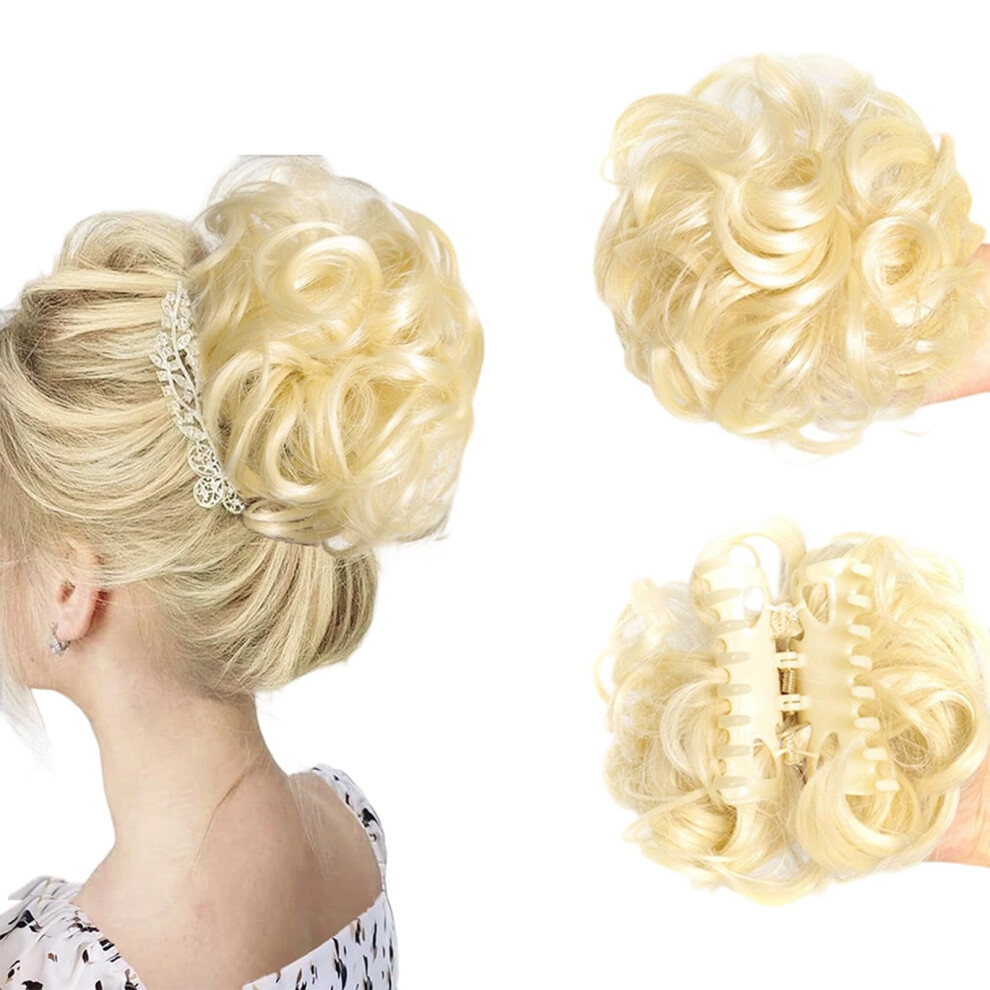 Unisex Bun Extension Clips Messy Bun Hair Piece For Women Wavy Claw Clip Hair Extensions Ponytail Fuller Look