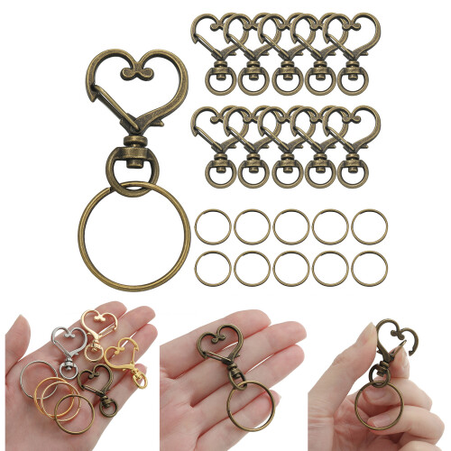 10pcs Keychain Clip Heart Spring Snap with Key Rings-White King 2