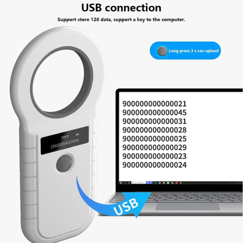 Pet Microchip Scanner USB Dual Frequency 134.2kHz  Brightness OLED Wide Tag Compatibility Black 2