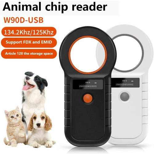 Pet Microchip Scanner USB Dual Frequency 134.2kHz  Brightness OLED Wide Tag Compatibility Black 1
