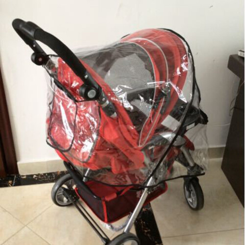 Transparent Baby Stroller Rain Cover Adjustable Shockproof Windproof Black