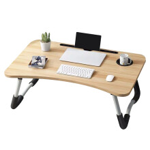 Klappbarer Laptoptisch, tragbarer Schoßtisch mit rutschfester Oberfläche und Schublade, inklusive Tablet- und Getränkehalter für einfachen