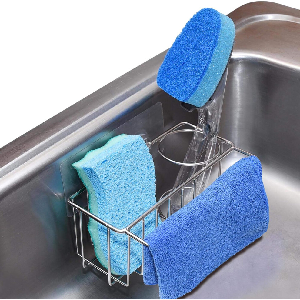 Sink Caddy Sponge Holder For Kitchen, Multi-Functional Sus304 Stainless Steel Sponge Holder, Suspension Options For Flexible Placement, Compact 9004841641232