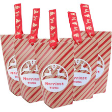 Sachets cadeaux originaux et élégants en papier kraft imprimé, parfaits pour les fêtes de Noël. Sacs à goûter de Noël résistants et