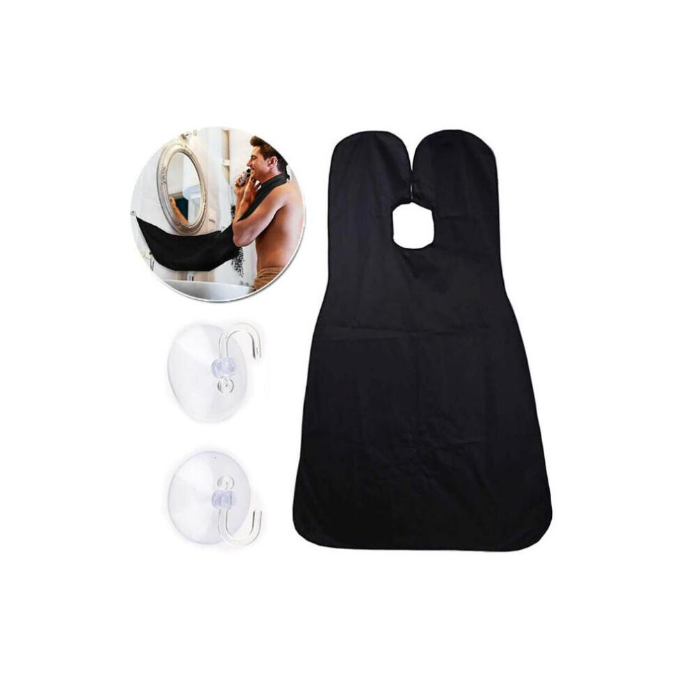 Men's Shaving Apron, Beard Bib Apron for Shaving and Trimming, Double-sided Waterproof Non-stick Beard Cape, Suction Cup Hooks for Mirror Attachment,