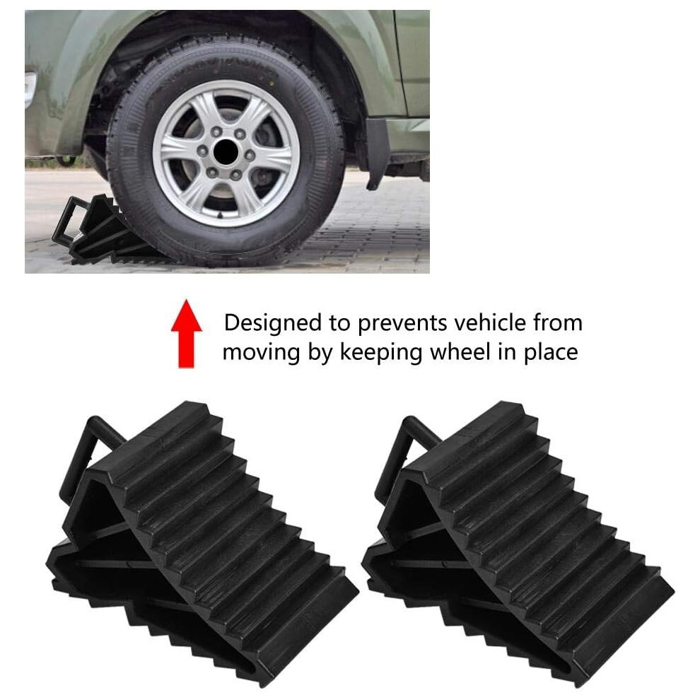 Heavy Duty Rubber Wheel Chocks With Carry Handles, Wide Application For Car Trailer Truck Or Other Wheel Tires Of Vehicles, Triangular Stabilizing 9169997038555