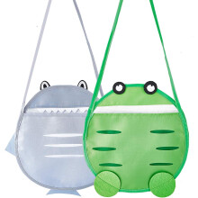 Colorful Mesh Seashell Bag for Pool Toys, Cartoon Design Crab Hunting Kit Adjustable Strap Oxford Cloth and Mesh, Quick Dry Mesh Beach Bags Bathroom