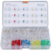 Doe-het-zelfprojecten met ultraheldere 3mm- en 5mm-leds, 5 verschillende kleuren, voor wetenschappelijke experimenten op school.