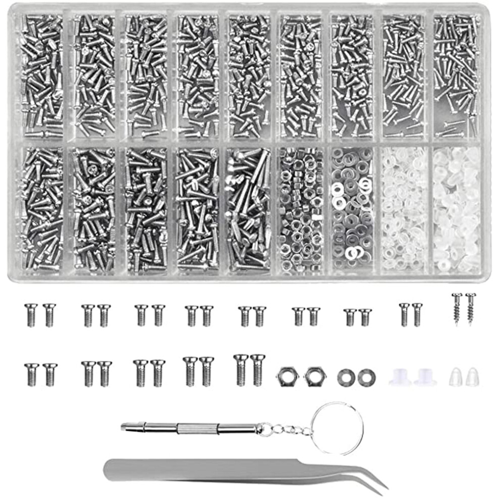 Micro Screws Assortment, Stainless Steel Eyeglass Repair Kit For Home Tool Need, Includes Tiny Screws, Nuts, Washers For Spectacles, Watches, 9128293544535