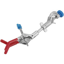 Clemă de laborator cu 3 dinți, clemă reglabilă pentru eprubete, clemă pivotantă la 360 de grade cu dinți acoperiți cu plastic, clemă