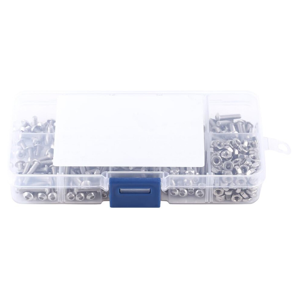 Metric Bolt Assortment For Machinery Repair, Corrosion Resistance Stainless Steel Hex Socket Button Head Screw Assortment Kit With Reusable Storage 9004841813073