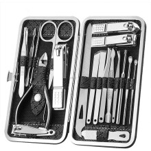 Kit élégant de manucure et pédicure, 19 outils en acier inoxydable, ensemble de soins professionnels pour hommes et femmes, trousse de voyage
