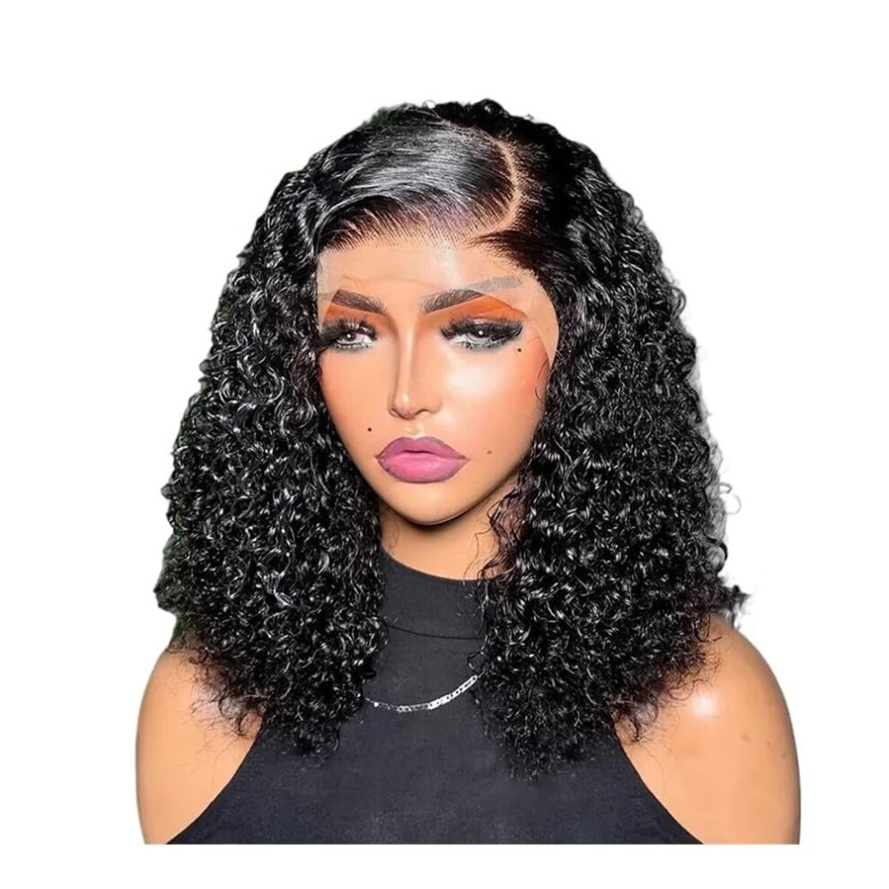 Bob Wig Jerry Curly Wave Human Hair Glueless 13x6 HD Lace Frontal Burmese Short Wig 16 Inch