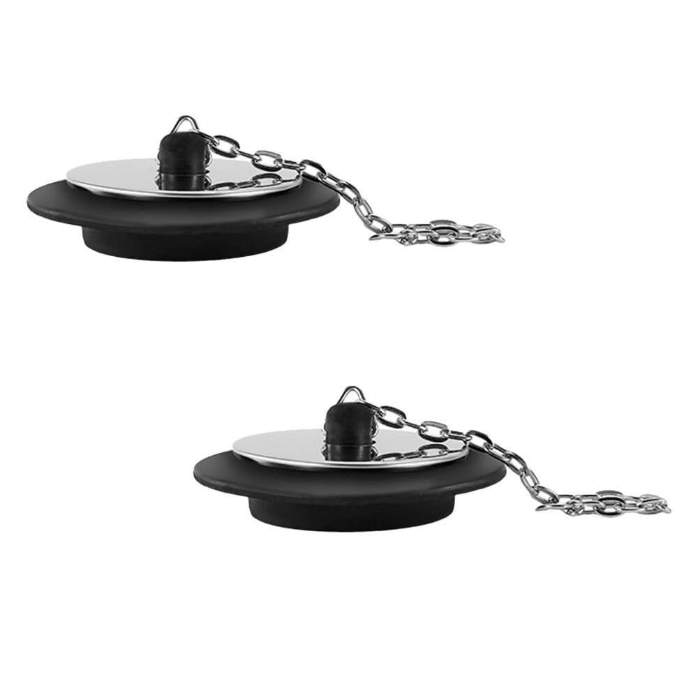 Bath Plug And Chain 43Mm Universal Twopack Sink Plug Replacement Black Rubber 40Cm Stainless Steel Chain Odor Resistant 9347817013269