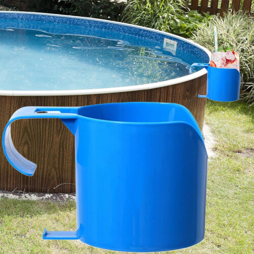 Pool Cup Holder Basket with Secure Clip Lock, Weatherproof MultiItem Storage for Poolside Drinks 1