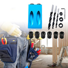Professionele pocket hole malset, deuvelboorset voor nauwkeurige houtbewerkingsprojecten, 15 graden bithoek, aluminiumlegering basis, hoge snelheid