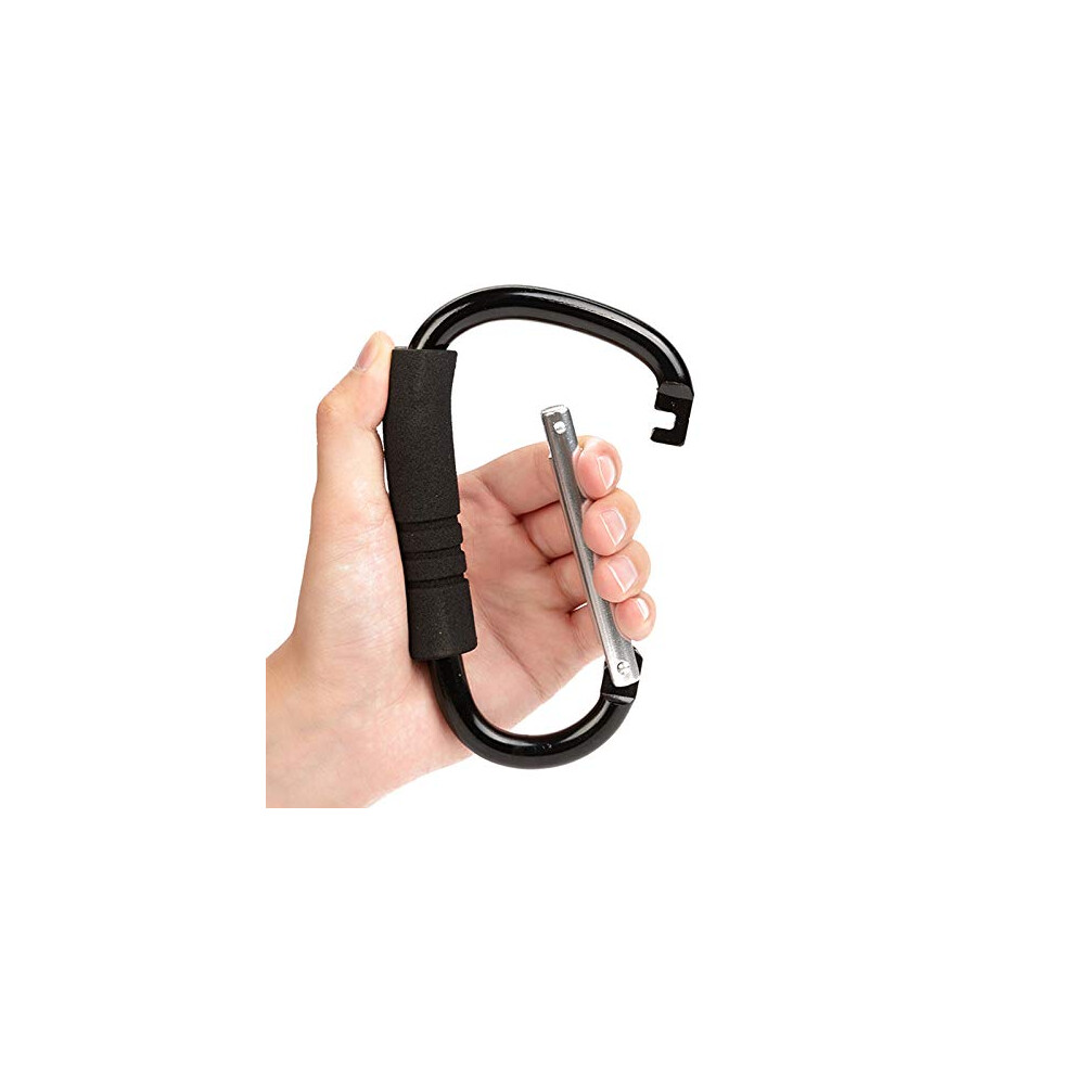 Durable Aluminium Alloy Stroller Hooks, Large Carabiner for Diaper Bag Hanging, Shopping Bags, Foam Grip for Comfort, Multipurpose Organizer for