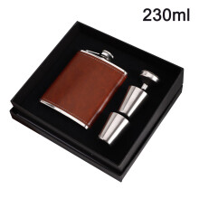 Premium Quality Stainless Steel Hip Flask, 8 Oz, Non-slippery Durable Pu Leather, With Funnel And 2 Cups, 100% Leak Proof