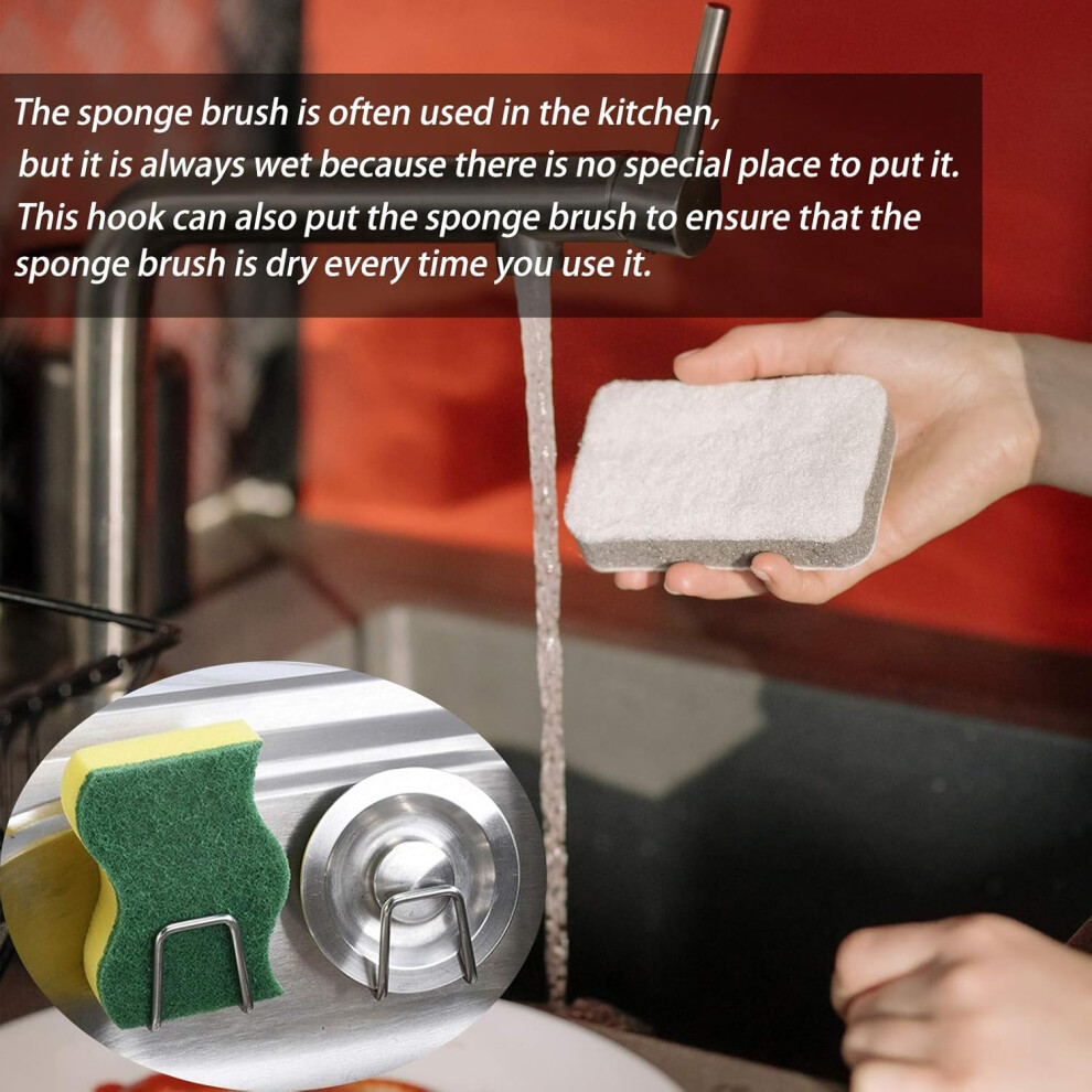 Innovative Kitchen Sink Accessory, Strong Adhesive Sponge Holder Keeps Sponges Organized, Stainless Steel Construction Offers Durability And 9169997039231