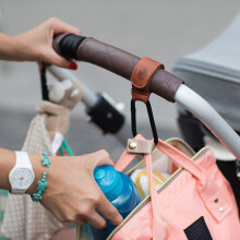 Multifunctionele haken voor elke kinderwagen, veganistische leren tashaken voor het ophangen van luiertassen en boodschappen, universeel passende