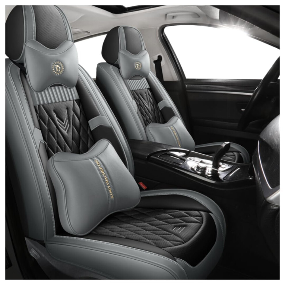 Leather Car Seat Covers Universal Fit For Skoda Rapid Nh3 20122017 5Door Liftback Dgray Deluxe 9382693696014