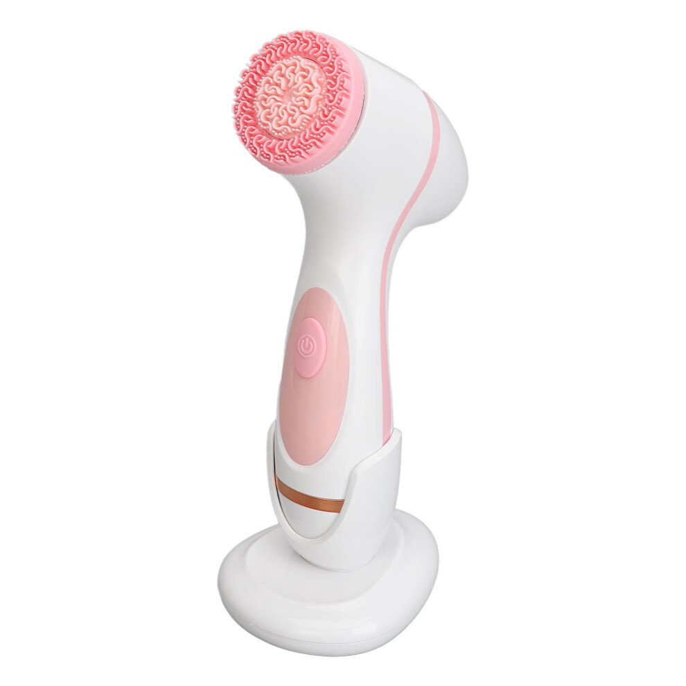 Pink Silicone Electric Facial Cleansing Brush, 500Mah Waterproof Face Cleaner