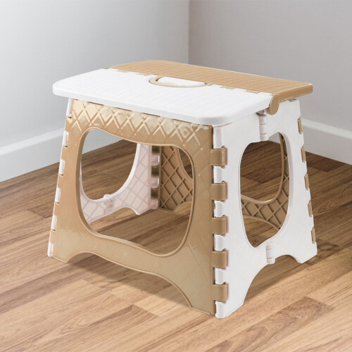Folding Step Stool For Multiple Occasions, Enhanced Safety Features Non Slip Foldable Stool For Kitchen Bathroom Bedroom White & Green 1