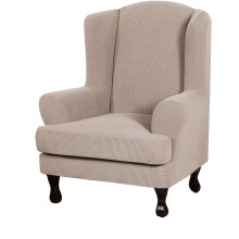 Wingback Chair Covers, Comprehensive Protection Two Piece Construction for Perfect Fit, Stay In Place Elastic Bottom Ensures Non-Slip Comfort for Most