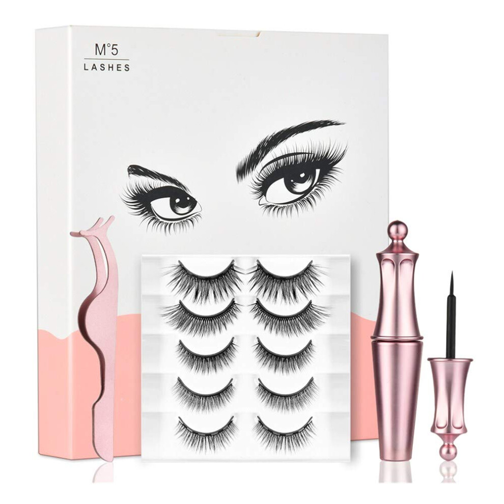 Glamorous & Natural: Magnetic Eyelashes, Eyeliner Kit, Reusable Magnetic Lashes, Easy Application, Waterproof For Women. P005