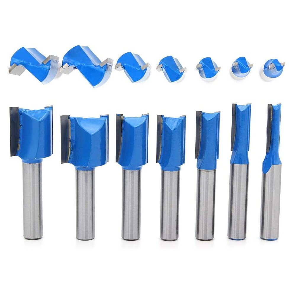 Expert Woodworker's Choice: 7Pcs Grain Carbide Router Bit Set, Industrial Grade For Clean Cuts On Composite Materials, Plywoods, Hardwoods, And 9128293900720