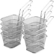Cesta para freír de acero inoxidable para uso doméstico, mini cestas para patatas fritas resistentes al óxido con asa para colgar, aptas para