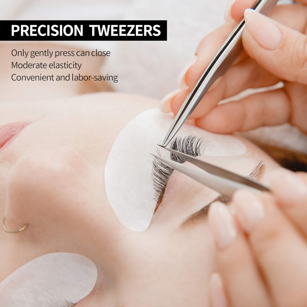 Curved Tip Tweezers, Stainless Steel Lash Extensions & Eyebrow Grooming Tools for Professional Precision, Ensuring Safe & Comfortable Handling for