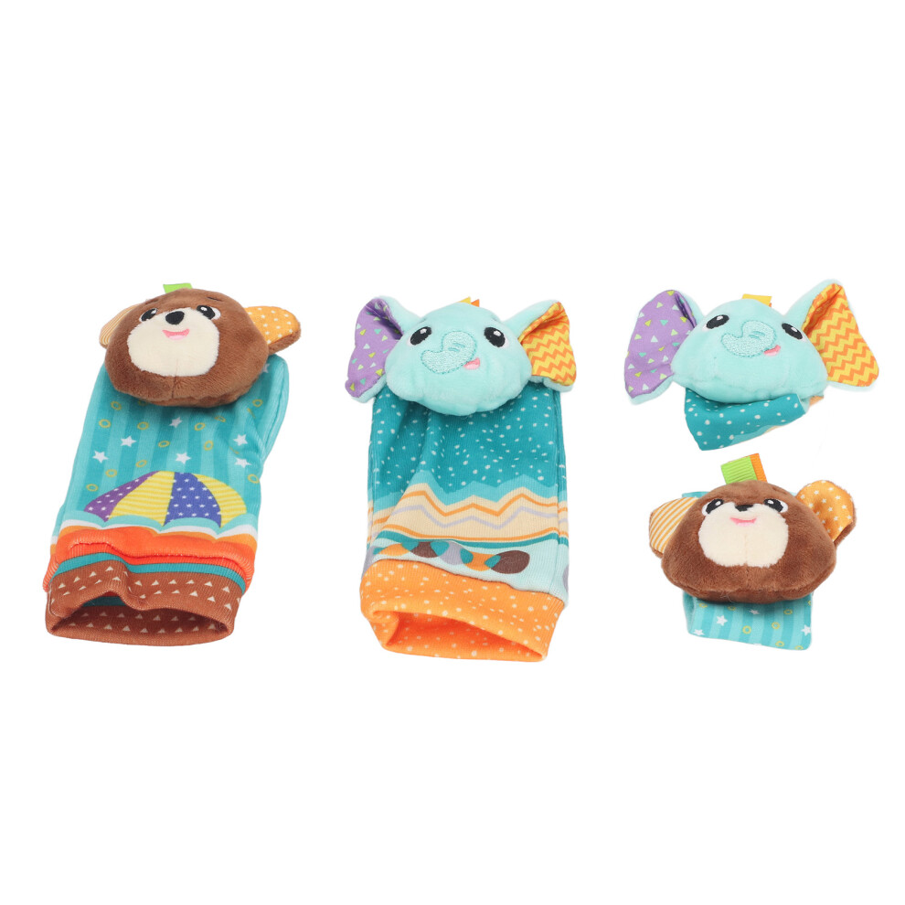 Soft Baby Wrist Rattles & Foot Socks Set for Newborns 0-6 Months