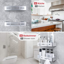 Badkamer organizer met handige opbergvakken, veelzijdig en met ruime schappen, stijlvol design, aluminium constructie, installatie zonder boren,