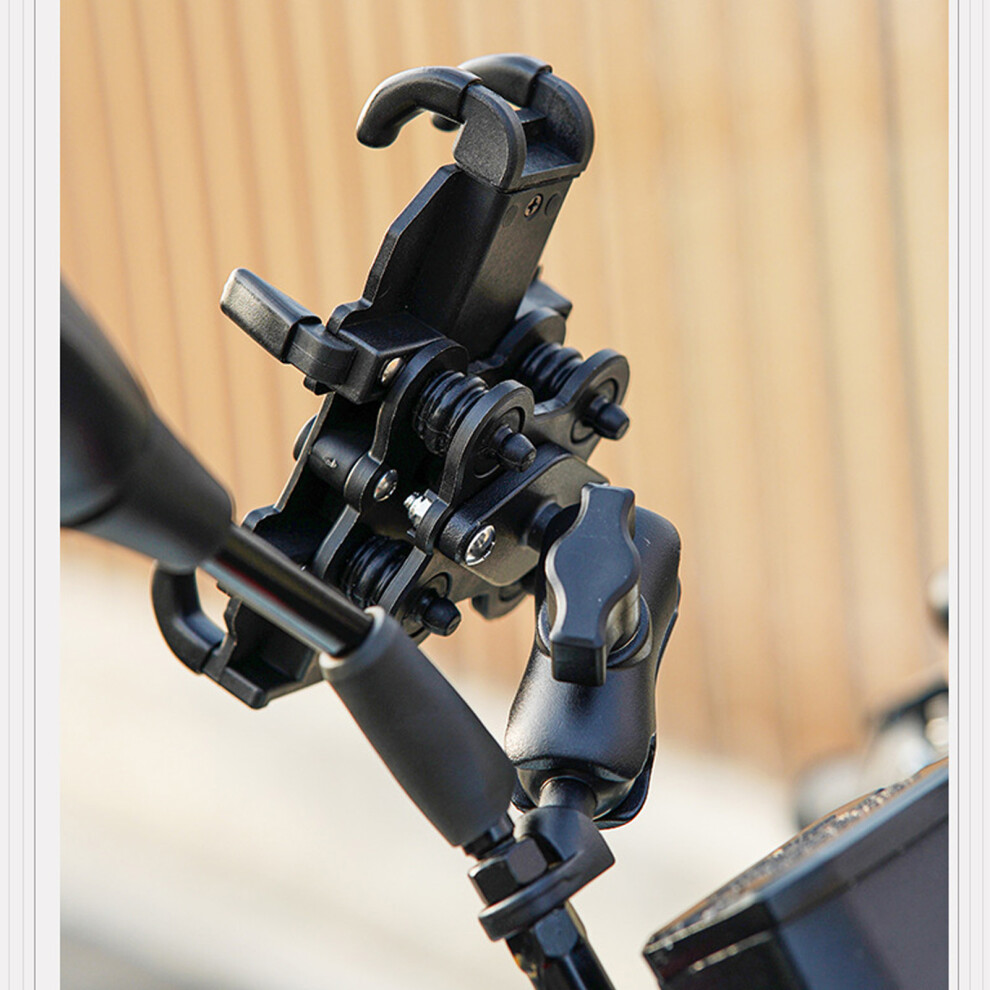 Shock Absorbing Motorcycle Phone Holder With Mechanical Lock For Scooter Mirrors 7891369114551