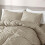 (King, Beige) Stripe Duvet Cover Set Bed Quilt & Pillowcase Pair 3