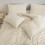(Single, Cream) Stripe Duvet Cover Set Bed Quilt & Pillowcase Pair 2
