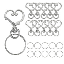 10pcs Keychain Clip Heart Spring Snap with Key Rings-White King