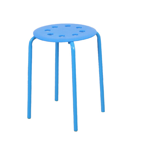 Round Top Stackable Stools with Plastic Seat, Metal Frame Backless Lightweight Multipurpose Stool for Classroom Home Office, Contemporary Style Space