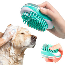 Escova de silicone multifuncional 2 em 1 para shampoo de animais de estimação, com pontos de massagem para animais de pelo curto e longo, cerdas