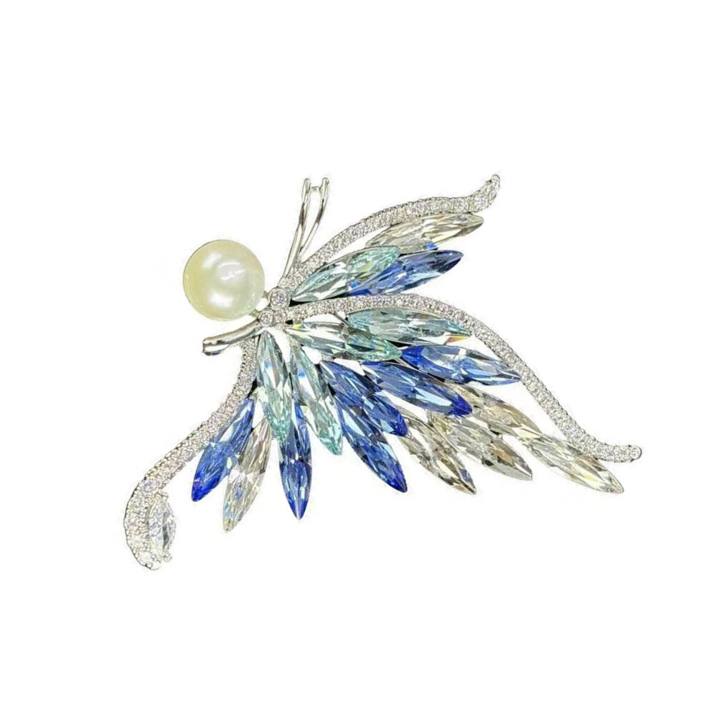 Stunning Gradient Crystal Butterfly Brooch Rhinestones Badge