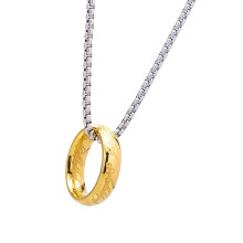 Collier de bague rétro en acier titane, chaîne de clavicule-Or