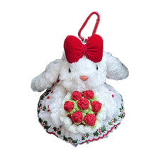Décoration de lapin Adorable, pendentif de-jupe à fleurs rouges