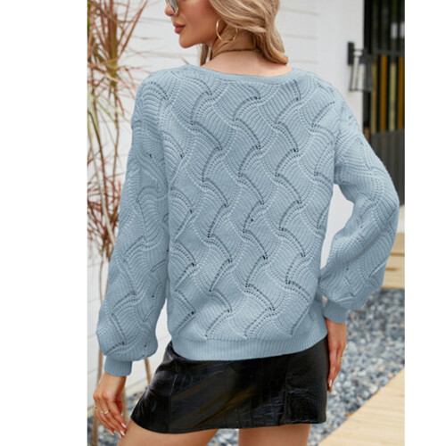 Γυναικείο πλεκτό πουλόβερ, φαρδιά, φαρδιά, μακριά μανίκια, πουλόβερ με απαλό 2