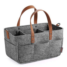 Baby Caddy Nappy Organiser Bin For Nursery Storage With Handles And Changeable Compartments, Home Car Travel, Dark Grey