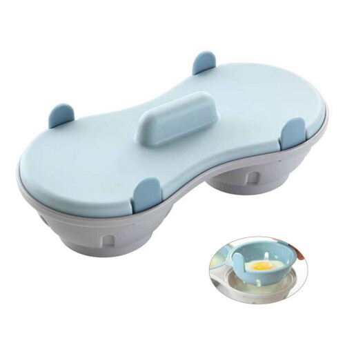 Microwave Cookware Egg Poacher Fried Egg Maker Microwave Steamer Blue Kitchen Gadget