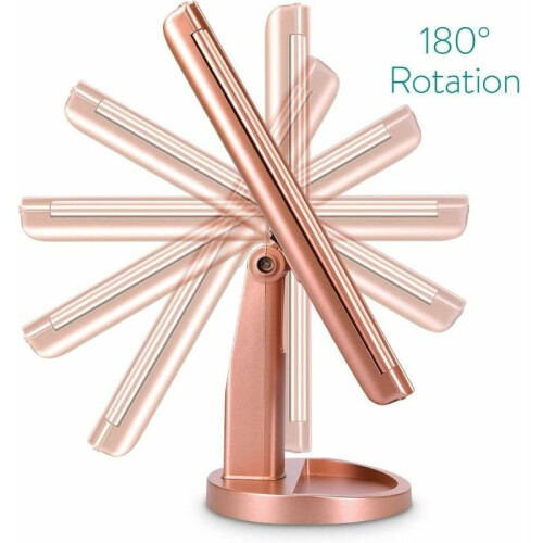 Rose Gold Decorative Accessory for Your Dressing Table, 3-Sided LED Lighted Mirror with Touch Control Dimmable Brightness 2